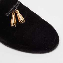 Pre Owned Giuseppe Zanotti Black Velvet Smoking Slippers Size 43