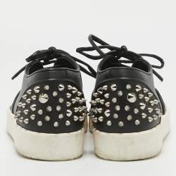 Giuseppe Zanotti Black Leather Spike Studded Low Top Sneakers Size 43