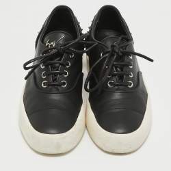 Giuseppe Zanotti Black Leather Spike Studded Low Top Sneakers Size 43
