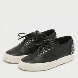 Giuseppe Zanotti Black Leather Spike Studded Low Top Sneakers Size 43