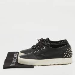 Giuseppe Zanotti Black Leather Spike Studded Low Top Sneakers Size 43