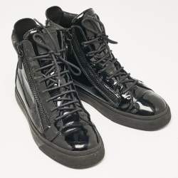 Giuseppe Zanotti Black Leather and Patent Leather London High Top Sneakers Size 43