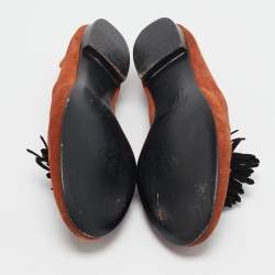 Giuseppe Zannoti Brown Suede Tassel Embellished Slip on Loafers Size 42