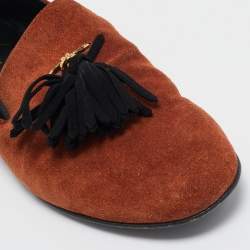 Giuseppe Zannoti Brown Suede Tassel Embellished Slip on Loafers Size 42