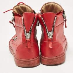 Giuseppe Zanotti Red Leather London High Top Sneakers Size 43