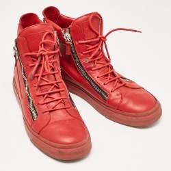 Giuseppe Zanotti Red Leather London High Top Sneakers Size 43