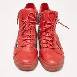 Giuseppe Zanotti Red Leather London High Top Sneakers Size 43