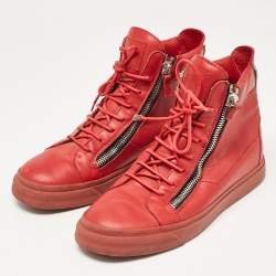 Giuseppe Zanotti Red Leather London High Top Sneakers Size 43