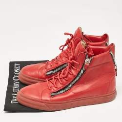 Giuseppe Zanotti Red Leather London High Top Sneakers Size 43
