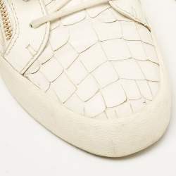 Giuseppe Zanotti White Croc Embossed Leather Frankie Low Top Sneakers Size 42