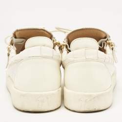 Giuseppe Zanotti White Croc Embossed Leather Frankie Low Top Sneakers Size 42