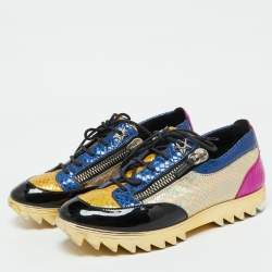 Giuseppe Zanotti Multicolor Python Embossed Leather Low Top Sneakers Size 43
