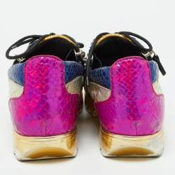 Giuseppe Zanotti Multicolor Python Embossed Leather Low Top Sneakers Size 43
