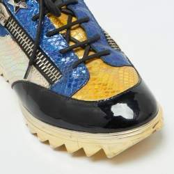 Giuseppe Zanotti Multicolor Python Embossed Leather Low Top Sneakers Size 43