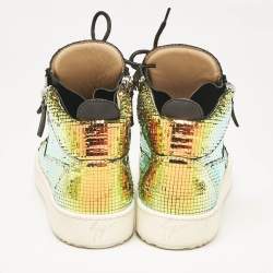 Giuseppe Zanotti Multicolor Foil Leather High Top Sneakers Size 41