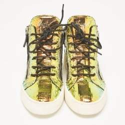 Giuseppe Zanotti Multicolor Foil Leather High Top Sneakers Size 41