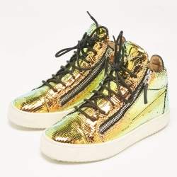 Giuseppe Zanotti Multicolor Foil Leather High Top Sneakers Size 41
