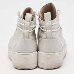 Giuseppe Zanotti Grey Leather High Top Sneakers Size 44
