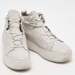Giuseppe Zanotti Grey Leather High Top Sneakers Size 44