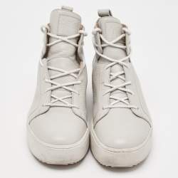 Giuseppe Zanotti Grey Leather High Top Sneakers Size 44