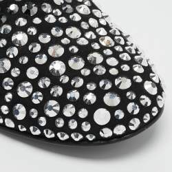 Giuseppe Zanotti Black Suede Crystal Embellished David Smoking Slippers Size 41.5