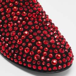 Pre Owned Giuseppe Zanotti Black Suede Crystal Embellished Smoking Slippers Size 41