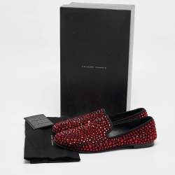 Pre Owned Giuseppe Zanotti Black Suede Crystal Embellished Smoking Slippers Size 41