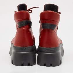Pre Owned Giuseppe Zanotti Red Leather Apocalypse Trek Ankle Boots Size 43