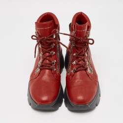 Pre Owned Giuseppe Zanotti Red Leather Apocalypse Trek Ankle Boots Size 43