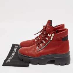 Pre Owned Giuseppe Zanotti Red Leather Apocalypse Trek Ankle Boots Size 43
