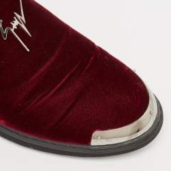 Giuseppe Zanotti Burgundy Velvet Slip On Smoking Slippers Size 43