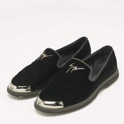 Giuseppe Zanotti Black Velvet Slip On Smoking Slippers Size 44