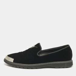 Giuseppe Zanotti Black Velvet Slip On Smoking Slippers Size 44