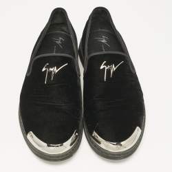 Giuseppe Zanotti Black Velvet Slip On Smoking Slippers Size 44