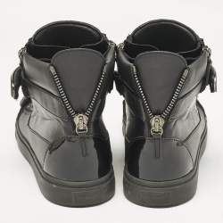 Giuseppe Zanotti Black Leather Coby High Top Sneakers Size 44.5