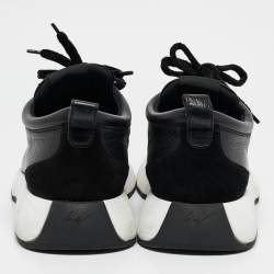 Giuseppe Zanotti Black Leather and Suede Trainer Lace Up Sneakers Size 45