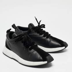 Giuseppe Zanotti Black Leather and Suede Trainer Lace Up Sneakers Size 45