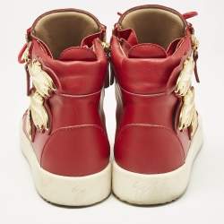 Giuseppe Zanotti Red Leather Coby High Top Sneakers Size 40