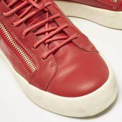 Giuseppe Zanotti Red Leather Coby High Top Sneakers Size 40