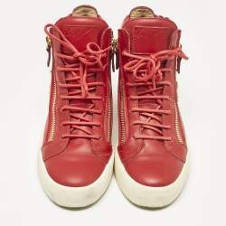 Giuseppe Zanotti Red Leather Coby High Top Sneakers Size 40