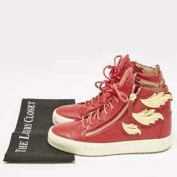 Giuseppe Zanotti Red Leather Coby High Top Sneakers Size 40