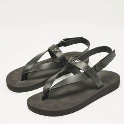 Giuseppe Zanotti Black Leather Nevada Flat Sandals Size 43