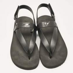 Giuseppe Zanotti Black Leather Nevada Flat Sandals Size 43