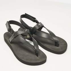 Giuseppe Zanotti Black Leather Nevada Flat Sandals Size 43