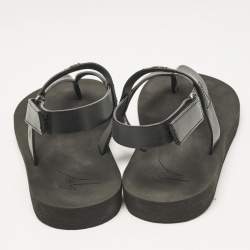 Giuseppe Zanotti Black Leather Nevada Flat Sandals Size 43