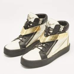 Giuseppe Zanotti Tri-Color Leather Hero V Strap High Top Sneakers Size 41