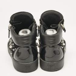 Giuseppe Zanotti Black Leather and Velvet Kriss High Top Sneakers Size 41