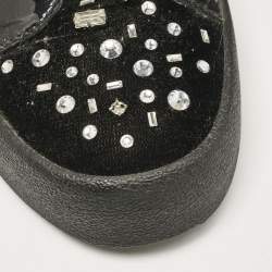 Giuseppe Zanotti Black Leather and Velvet Kriss High Top Sneakers Size 41