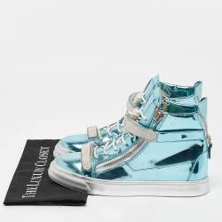Giuseppe Zanotti Blue Leather Double Zip High Top Sneakers Size 40