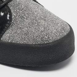 Giuseppe Zanotti Black/Silver Glitter Fabric and  Leather Coby High Top Sneakers Size 40